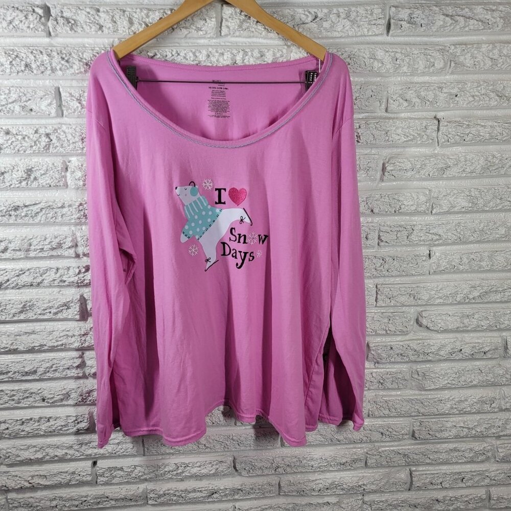 Secret Treasures Women's Plus 3X Pajama Top Pink Polar Bear Long Sleeve NOV16E